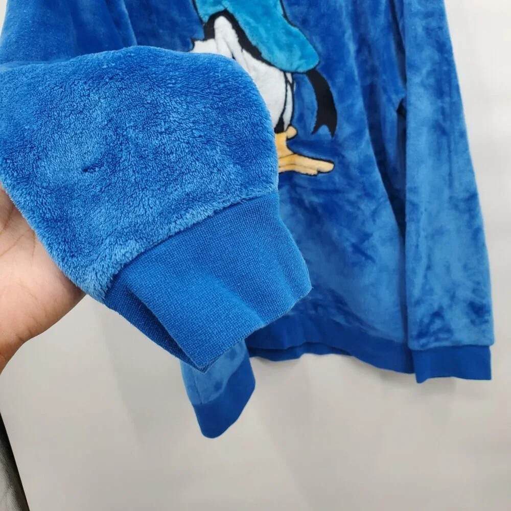 Disney Donald Duck Velvet Long Sleeve Crew Neck Sweater Top Men Size Large